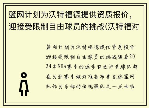 篮网计划为沃特福德提供资质报价，迎接受限制自由球员的挑战(沃特福对狼队)