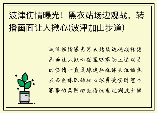 波津伤情曝光！黑衣站场边观战，转播画面让人揪心(波津加山步道)