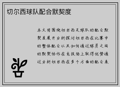 切尔西球队配合默契度