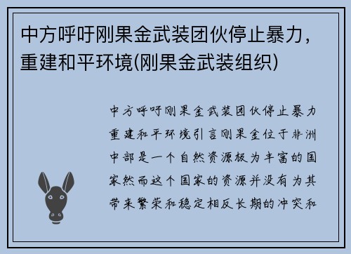 中方呼吁刚果金武装团伙停止暴力，重建和平环境(刚果金武装组织)